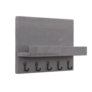 Étagère murale américaine en bois avec crochets porte-clés, organiseur de courrier mural, étagère suspendue en bois pour trier le courrier - Product Image 4