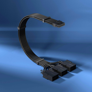 Cable de Extensión para Tarjeta Gráfica Serie 40 3090ti, 12+4P a 3x8P Hembra, Cable de Alimentación Trenzado de Cobre Negro para PC - Product Image 3