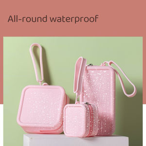 กระเป๋าเครื่องสำอางซิลิโคนทรงสี่เหลี่ยมมีซิปปิดสีชมพูม. กระเป๋าพกพาน่ารักกันน้ำกระเป๋าเครื่องสำอางซิลิโคนสำหรับผู้หญิงและผู้ชาย - Product Image 5