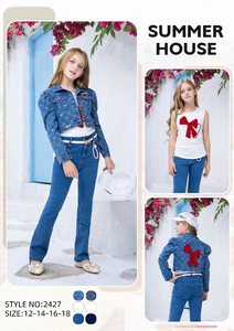 Vêtements pour enfants en gros, de 4 à <span class=keywords><strong>12</strong></span> <span class=keywords><strong>ans</strong></span>, ensembles de trois pièces en jean, fabricant de vêtements pour enfants, ensembles de vêtements pour filles personnalisés - Product Image 2