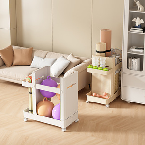 Home Sports Equipment Storage Cart With Wheels Foldable Multi Purpose Organizer For Yoga Mat And Racket Storage - Product Image 3