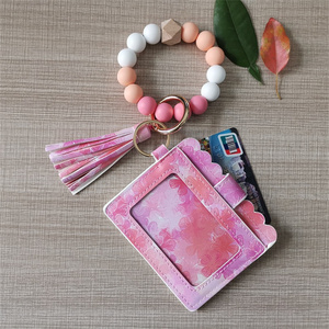 สร้อยข้อมือมินิมอล<span class=keywords><strong>พวง</strong></span>กุญแจสีเขียวกระเทียมชุดการ์ดสร้อยข้อมือลูกปัดซิลิโคนสีชมพูกระเป๋าสาว - Product Image 2