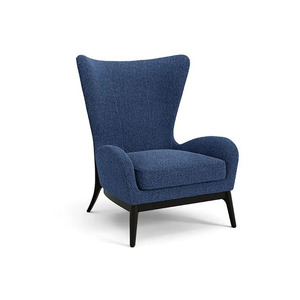 高級レジャーアームチェアダークブルーファブリック耐久性のある素材ホテルソファ特徴的なウィングバックチェアラウンジチェア - Product Image 1