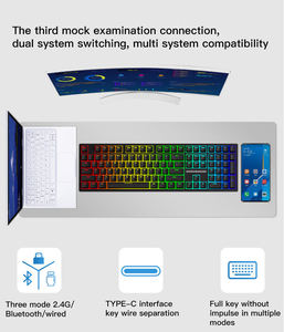 Clavier mécanique personnalisé arabe russe 108 touches RGB filaire Bluetooth à commutation à chaud, clavier de jeu sans fil - Product Image 6