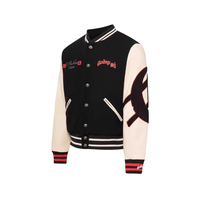 Blouson Bomber Brodé Crâne Godsp Style Streetwear Tendance Européen Américain Hip Hop Inspiré Instagram en Laine Épaisse