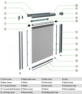 Fermeture éclair motorisée coupe-vent robuste pour l'<span class=keywords><strong>extérieur</strong></span> personnalisée stores enrouleurs en <span class=keywords><strong>tissu</strong></span> pour l'<span class=keywords><strong>extérieur</strong></span> écran de réduction - Product Image 6
