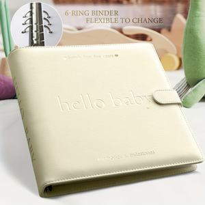 Género Neutral Tamaño A5 Diario de recuerdo Álbum de fotos de tela duradera 'Hello Baby' Letras doradas Papel de diseño de corazón <span class=keywords><strong>para</strong></span> recién nacidos - Product Image 4