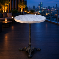 Table de bistrot moderne à plateau rond, style français, pour extérieur, jardin, cour, restaurant et balcon