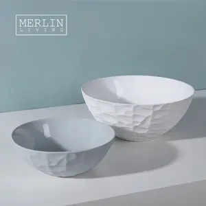 Merlin Living White Nordic Decorative Ceramic Fruit Bowl Snacks Blue Modern Tableware Matte Porcelain Salad Bowl For Home Decors