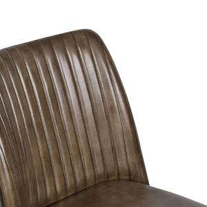 เก้าอี้รับประทานอาหารโครงโลหะสไตล์วินเทจหุ้มหนังพร้อมพนักพิงโค้งและขาเหล็กแข็งแรงสำหรับห้องรับประทานอาหารสไตล์เรสติก - Product Image 4