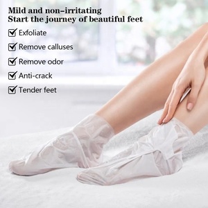 Chaussettes masque pour les pieds à bout ouvert, exfoliantes, hydratantes, pour l'élimination des callosités, pédicure spa, au collagène et au beurre <span class=keywords><strong>de</strong></span> karité, vente en gros - Product Image 2