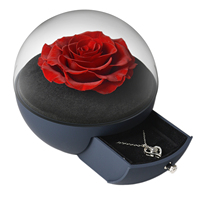 Promotionnel, divers modèles, utilisant des fleurs et des plantes stabilisées, ours en roses éternelles avec collier, roses stabilisées