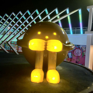 Escultura de Jirafa de Fibra de Vidrio, Decoración de Iluminación para Exteriores, Instalación Artística para Parques Comerciales - Product Image 3