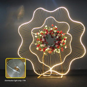 Oggetti di scena per matrimonio Tieyi sfondo con decorazione esterna <span class=keywords><strong>cerchio</strong></span> luminoso ornamenti forma curva sfondo in metallo - Product Image 3