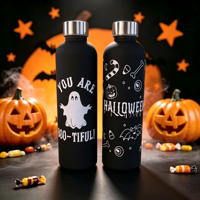 Bouteille d'eau PC 800 ml (27 oz) Halloween en gros avec logo personnalisé, motif fantôme, citrouille, Jack-o'-lantern, cadeau de vacances, tasse portable