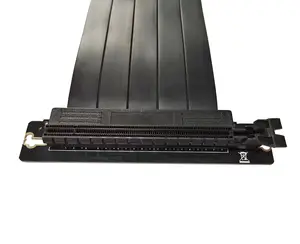 Adaptador de puerto extensor de alta velocidad PCIE 3,0x16, cable negro de ángulo de 90 grados, 300 mm