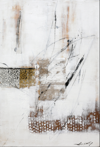 Dipinto Murale Astratto Fatto a Mano con Tecniche Miste, Texture Stratificate, Elementi Geometrici, Paesaggio e Natura Morta - Product Image 3