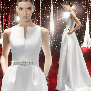 Robe en mousseline S3236F 2026 nouvelle collection, minimaliste, à sequins, coupe trapèze, taille naturelle, en fibre de polyester écologique, col en V profond, amincissante - Product Image 2