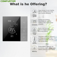 Comforter personalizado 5A 15A Tuya Wifi Control de voz Agua Calefacción eléctrica Caldera de gas Termostato de calefacción por suelo radiante inteligente