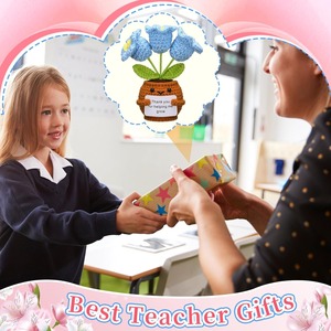 Regalos de agradecimiento para profesores, muñeco de ganchillo, orquídea con tarjeta, Gracias por ayudarme a crecer, Decoración de cumpleaños para el hogar y la Oficina - Product Image 4