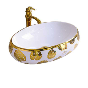 Meilleures ventes : Lavabo ovale moderne en porcelaine plaqué or, couleur platine argenté, pour salle de bain et hôtel - Product Image 2