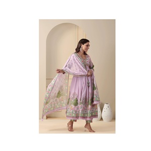 Diseñador más vendido Alia Cut 3 piezas Anarkali Kurti pent Dupatta para bodas y festivales de La India - Product Image 1