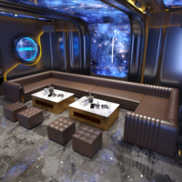 Ensemble de canapés de bar KTV personnalisés avec tables lumineuses LED, salles privées complètes, meubles commerciaux en forme de U et en forme de L éclairés