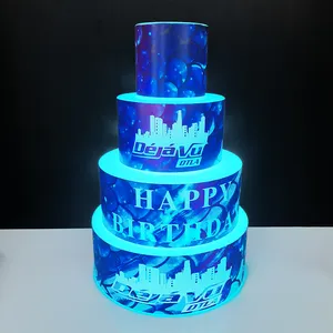 Custom Fourth Party Birthday Cake Tower Luminous Cake Bottle Presenter For Night Club
