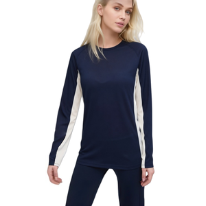 Maglia a Collo Tondo da <span class=keywords><strong>Donna</strong></span> in 100% <span class=keywords><strong>Lana</strong></span> Merino, Strato Base a Maniche Lunghe con Blocchi <span class=keywords><strong>di</strong></span> Colore, Intimo per Sport - Product Image 1