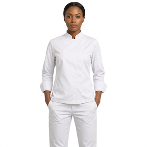 Uniforme de restaurant moderne, 100% coton, manches longues, unisexe, fabricant, veste de chef respirante, vêtements de travail contemporains - Product Image 1