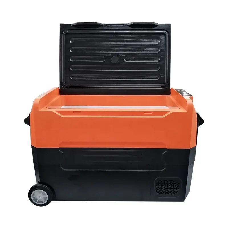 Outdoor 12V 24V Draagbare Auto Mini Koelkast En Vriezer Compressor R134a Franse Deur Luchtkoeling Auto Koelkast Voor Kofferbak Plastic