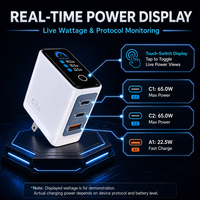 Chargeur GaN certifié 67W, prise EU, 2 ports USB A et USB-C, adaptateur mural rapide avec affichage LED de la puissance pour téléphone, tablette, ordinateur portable