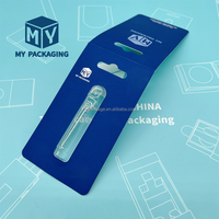 Confezione Blister Trasparente Personalizzata con Logo per Cartucce, con Gancio in Carta per Olio