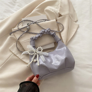 Bolso de Mano Plateado con Pliegues, Nuevo Modelo de Verano 2026 para Mujer, Bolso Tipo Dumpling, Bolso Bandolera con Cadena - Product Image 4
