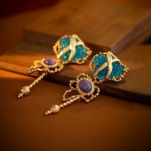 Pendientes de Moda para Mujer, con Piedras Preciosas, en Tono Dorado, Joyería Fina, Regalo para Fiestas, Navidad, Uso Diario, Elegante - Product Image 4