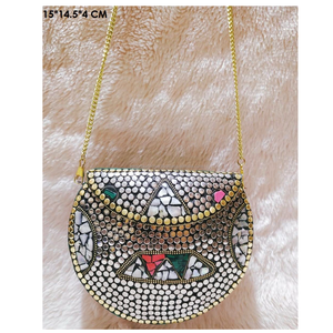 Mujeres Messenger Evil Eye Bolsos de mano de noche Señoras Boda Nupcial Embrague Lujo Metal Monedero Marco Bolso de mano de metal - Product Image 2