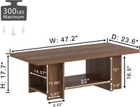 Fournisseur d'usine, MOQ 100, Table basse en bois style ferme avec étagère ouverte, Écologique