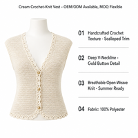 Gilet en tricot pour femme avec logo personnalisé, sans manches, col en V, couleur unie, mode décontractée, été, printemps, polyester, usine OEM et ODM