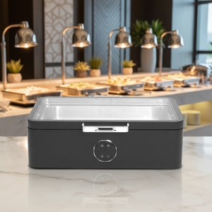 Attrezzatura per Buffet HoReCa, Scaldavivande Elettrico 9L Nero, Chafing Dish Senza Acqua per Ristoranti, Hotel e Negozi - Product Image 1