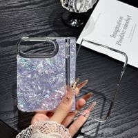Étui de téléphone élégant en PC rigide avec motif coquillage brillant pour iPhone Duo avec couvercle à charnière