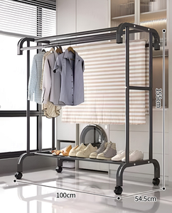 Heavy Duty Metal Garment Rack with Top Shelf Movable Clothes Drying Rack Large Capacity Clothing Organizer for Bedroom Balcony - Product Image 4