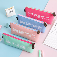 Estuche para Lápices LOVE WHAT YOU DO en Oferta, Estuche de Cuero PU Impermeable, Bolsa con Cierre a Prueba de Salpicaduras, Regalo para Oficina y Escuela