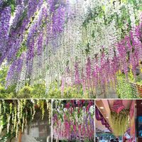 Fleurs de glycine en soie directement de l'usine - Guirlande de vigne artificielle couleur personnalisée pour les organisateurs d'événements, faible MOQ, vente en gros
