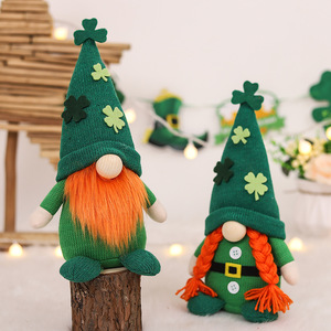 San Patrick's Day Gnome peluche elfo decorazioni cappello verde bambola senza volto Clover fortunato appesa ornamento di san patrizio - Product Image 4