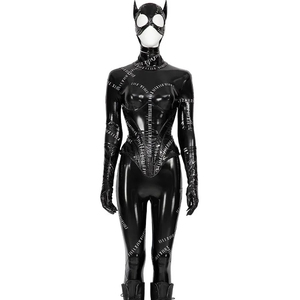2026 Novedad: Catsuit de cuero sintético sexy talla grande, estilo <span class=keywords><strong>Catgirl</strong></span>, de PVC y látex, con abertura frontal en la entrepierna, mono exótico, disfraces fetichistas. - Product Image 1