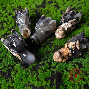 Venta al por mayor artesanías de cristal natural hecho a mano ágata cabeza de dragón volcán grabado adornos de escritorio de Navidad - Product Image 3