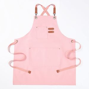 Tablier unisexe réglable en toile de coton polyester, à bretelles croisées avec poches, pour le travail du bois, le jardinage ou l'art, lavable - Product Image 1