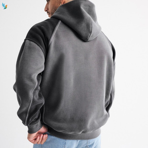 Sweat-shirt à capuche ample rétro sportif en molleton épais <span class=keywords><strong>de</strong></span> coton <span class=keywords><strong>de</strong></span> haute qualité pour hommes - Product Image 1