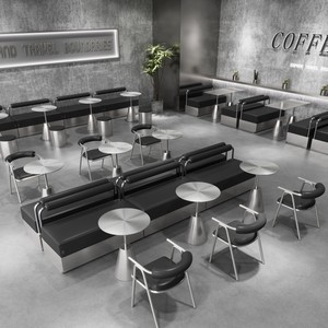 Muebles Modernos para Restaurantes, Mesas y Sillas de Acero Inoxidable Resistentes, Montables en la Pared, para Cafeterías - Product Image 1