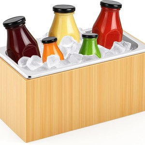 Wooden Ice Bucket With Removable Tray For Outdoor <b>Camping</b> Beer Cooling <b>Storage</b> <b>Box</b> - Product Image 5